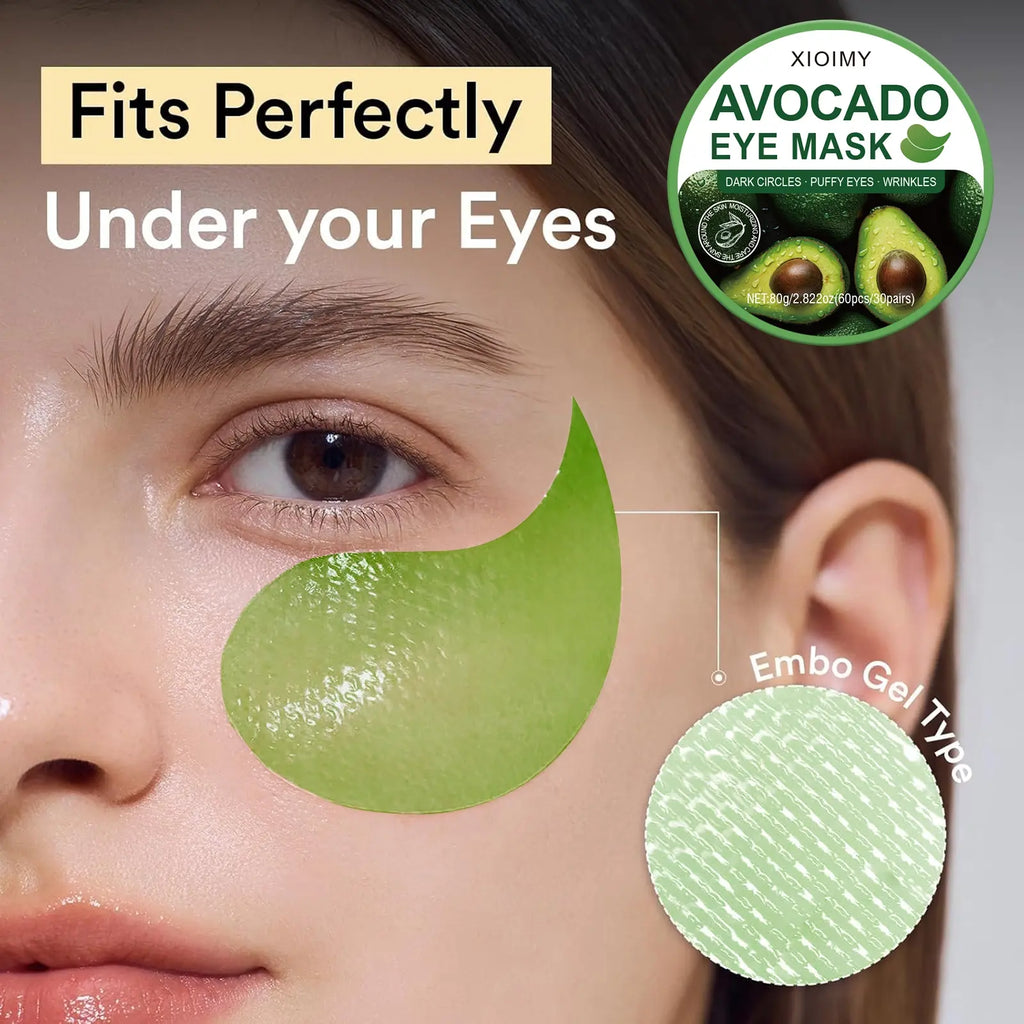 60 Pcs Avocado Collagen Eye Masks, Smoothing, Soothing and Hydrating under Eye Gel Patches, Reduce Dark Circles and Puffiness, Deep Moisturizing Eye Care for All Skin Types