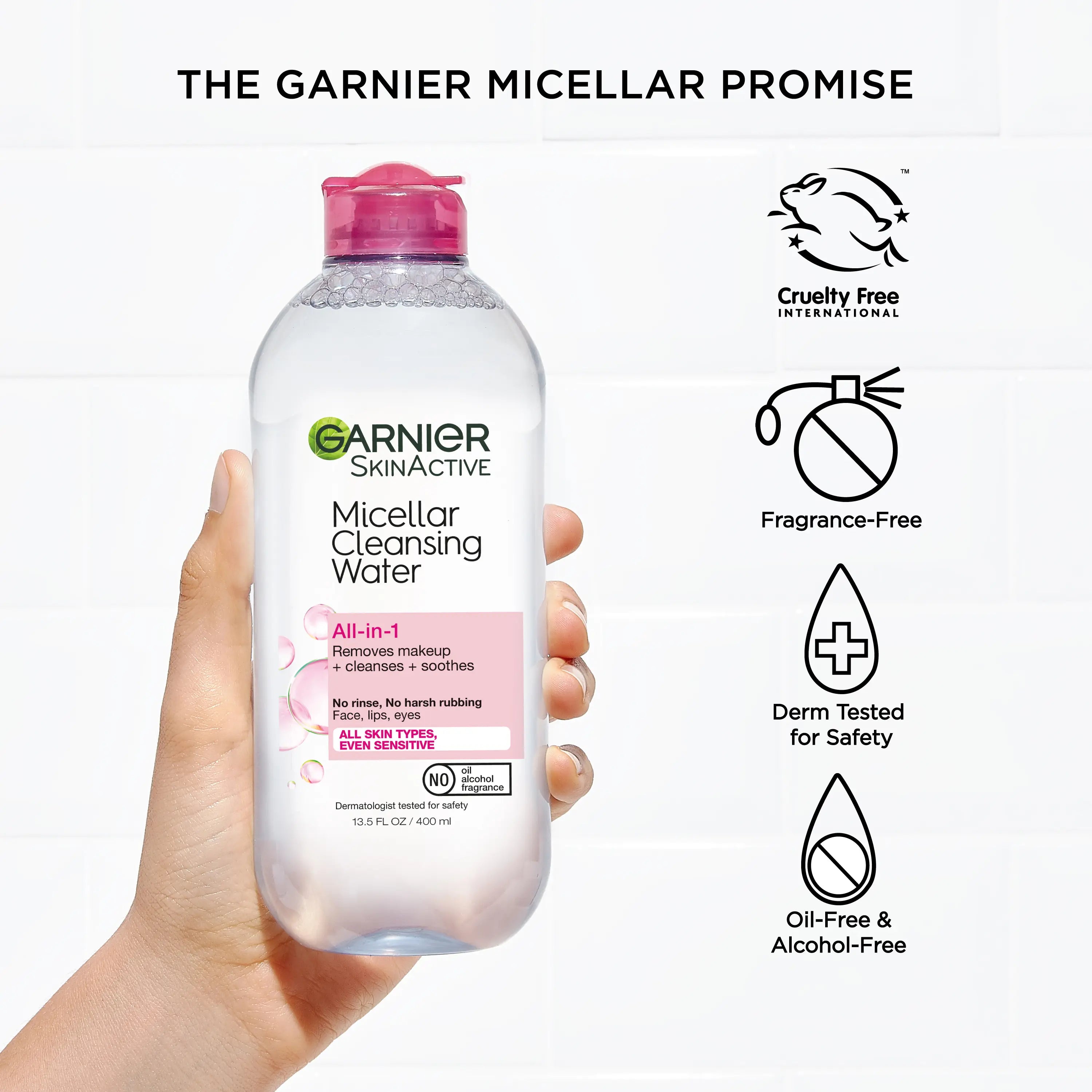 Skinactive Micellar Water, Hydrating Facial Cleanser & Makeup Remover, Suitable for Sensitive Skin, Cruelty Free, Garnier