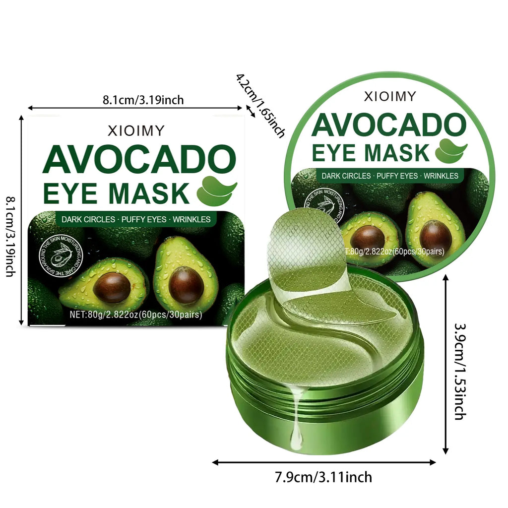 60 Pcs Avocado Collagen Eye Masks, Smoothing, Soothing and Hydrating under Eye Gel Patches, Reduce Dark Circles and Puffiness, Deep Moisturizing Eye Care for All Skin Types