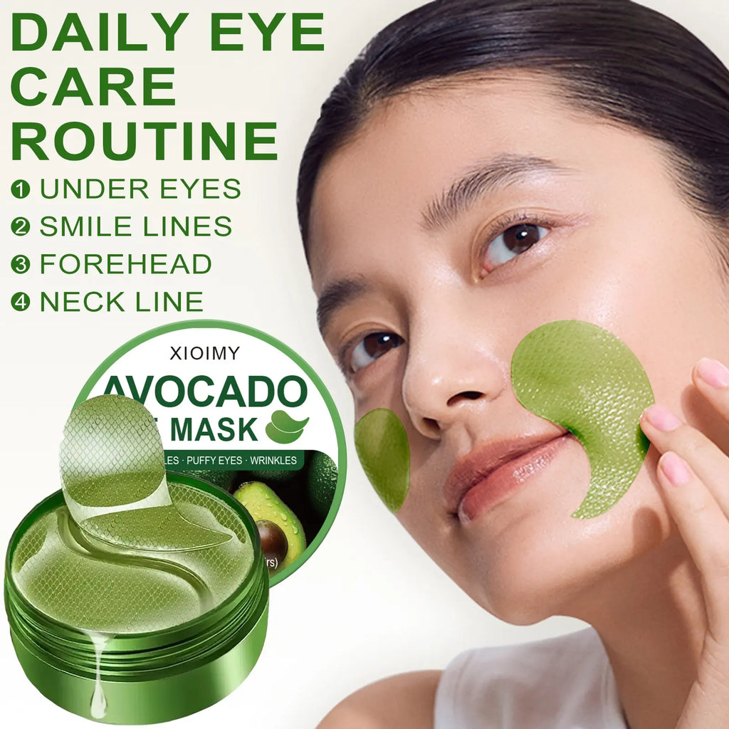 60 Pcs Avocado Collagen Eye Masks, Smoothing, Soothing and Hydrating under Eye Gel Patches, Reduce Dark Circles and Puffiness, Deep Moisturizing Eye Care for All Skin Types