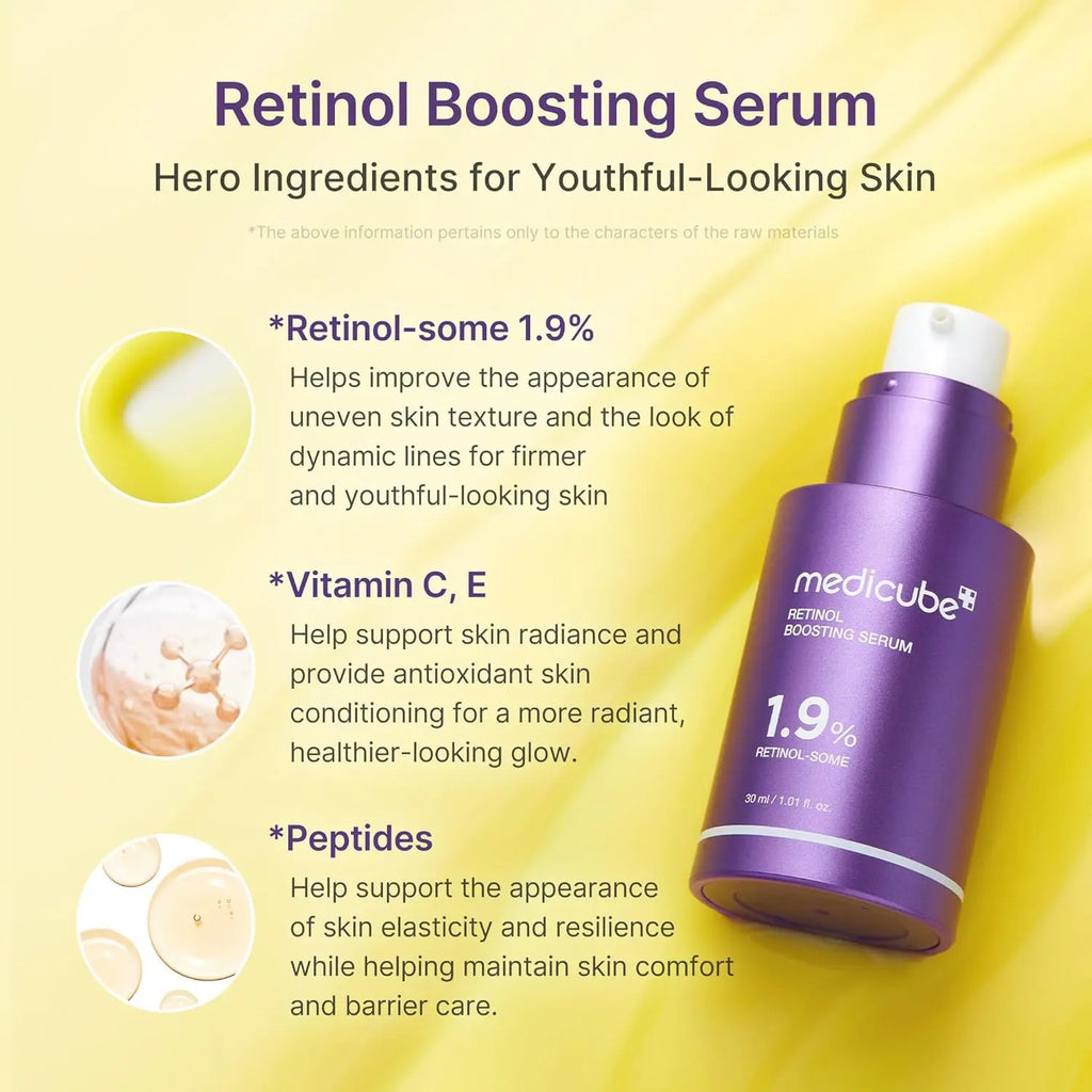 [Official Medicube Partner] Retinol NMN Boosting Serum 30Ml - Intensive Firming, Hydration & Plumping Care with Retinol, Peptides & Vitamins | Pore-Refining, Smooth Radiant Skin