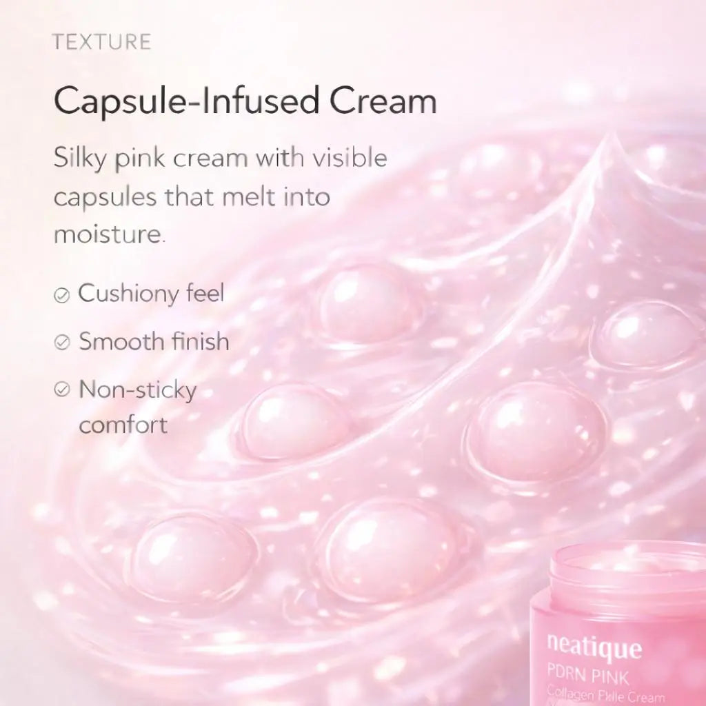 PDRN Capsule Cream with Salmon DNA Collagen by Neatique, Pink PDRN Cream, Firming & Hydrating Face Moisturizer Cream with 6% Niacinamide for Plump, Smooth, Dewy-Looking Skin, Lightweight 2.13 Oz